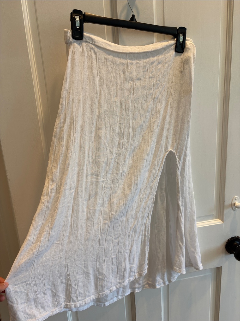 RVCA White Asymmetrical Maxi Skirt with Side Cut